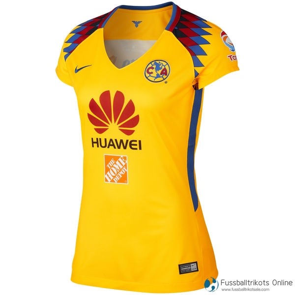 Club América Trikot Damen Ausweich 2017-18 Gelb Fussballtrikots Günstig